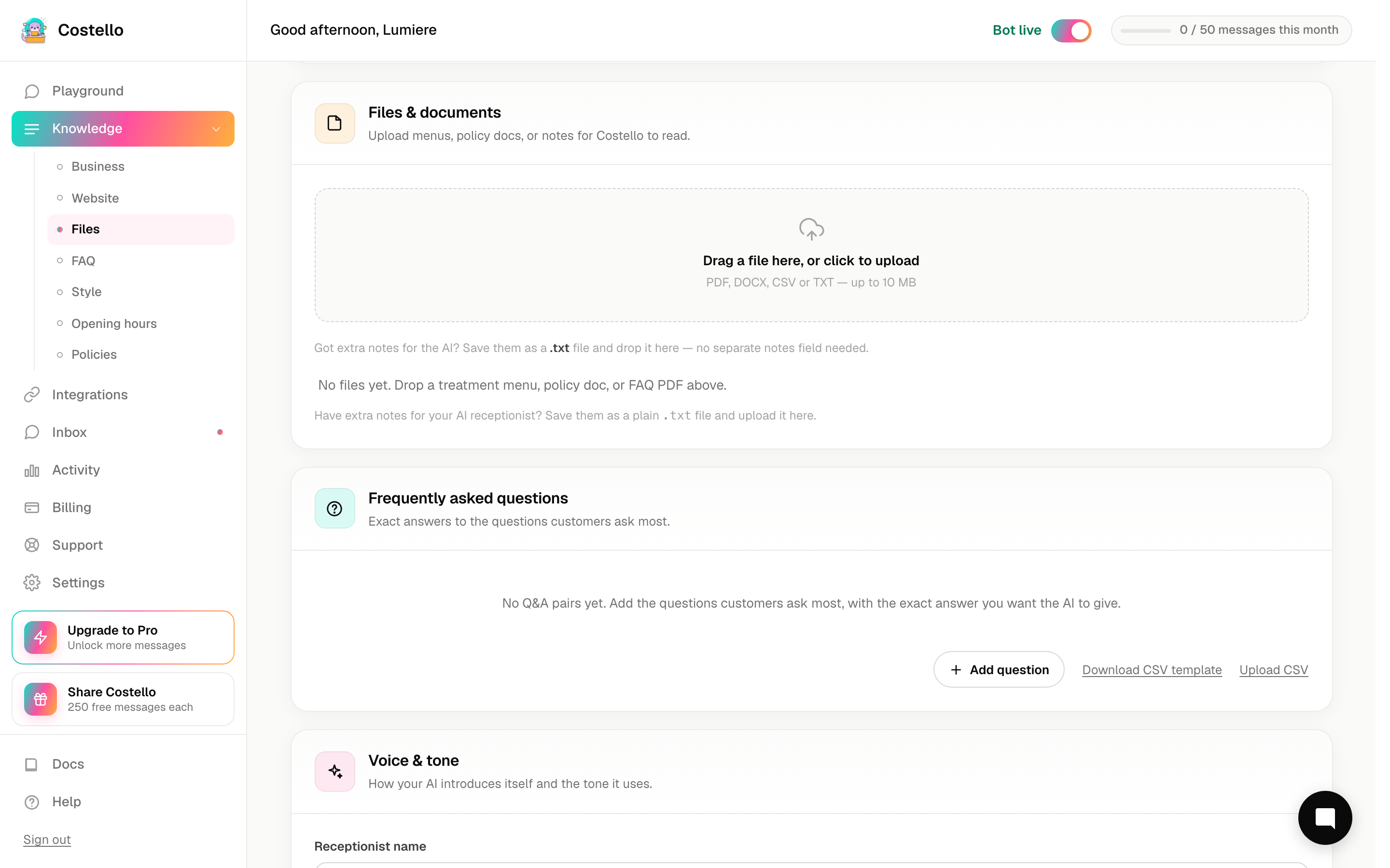 File upload UI